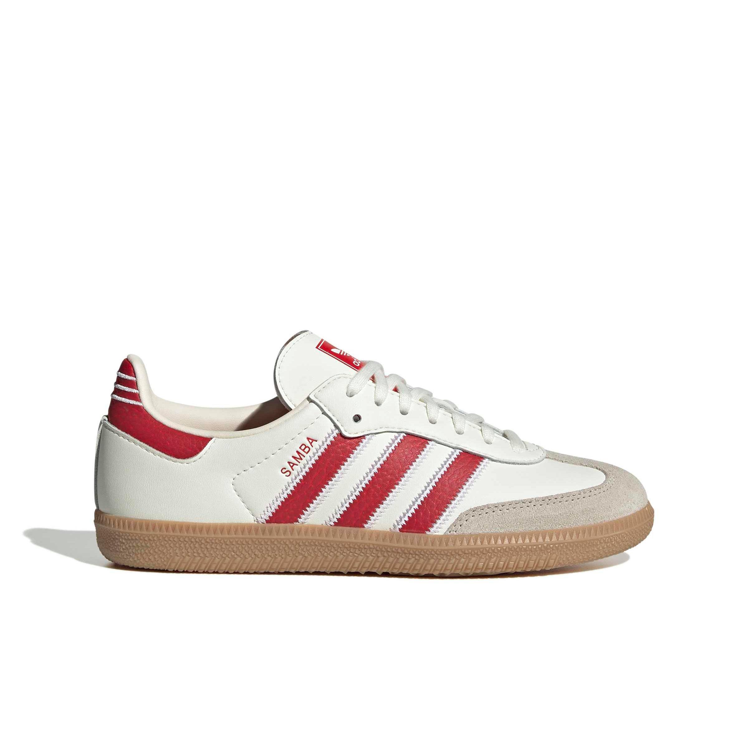adidas Originals Samba OG "Off White/Better Scarlet/Gum 4" Grade School Boys' Shoe - OFF WHITE/SCARLET/GUM